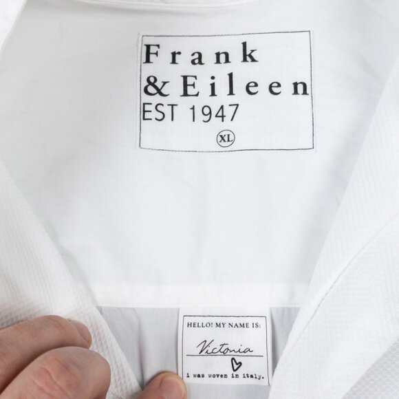 Frank & Eileen Victoria Tuxedo Blouse Womens XL White Oversized Cotton Button-Up - Picture 3 of 13